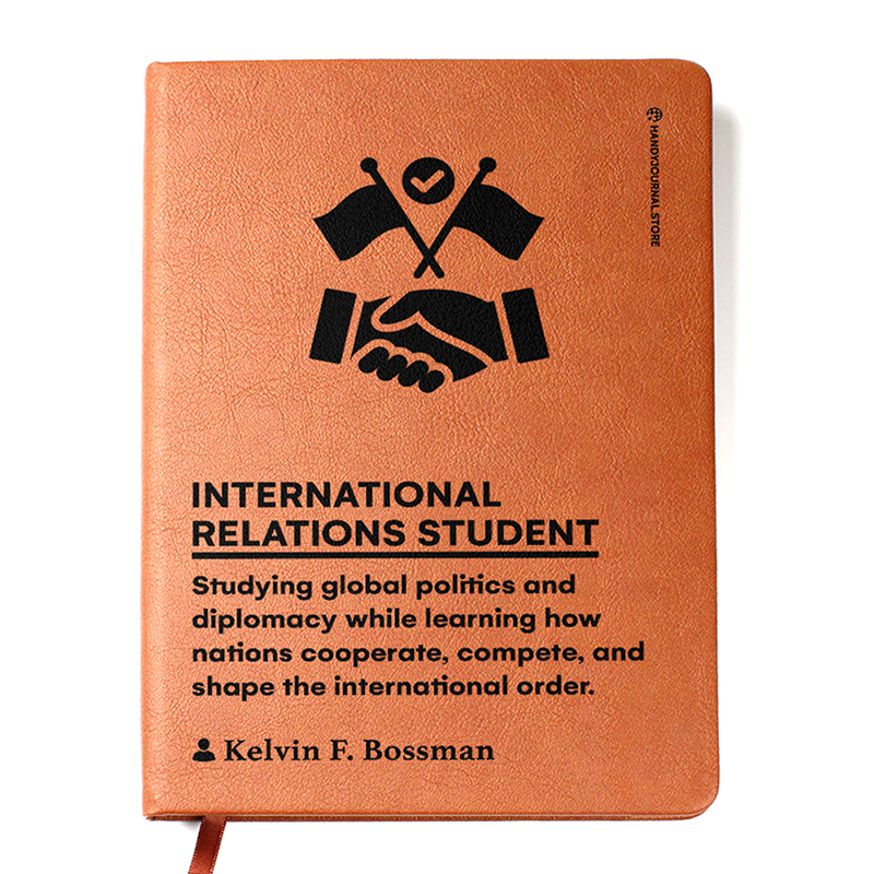 Customized Premium Leather Journal for International Relations Students